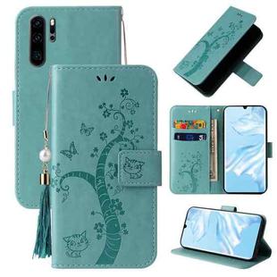 For Huawei P30 Pro Embossed Lucky Tree Horizontal Flip Leather Case with Holder & Card Slot & Wallet & Lanyard(Green)