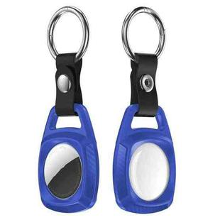 TPU Carbon Fiber Texture Shockproof Protective Cover Case with Keychain Ring For AirTag(Royal Blue)