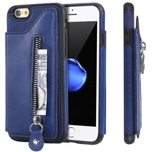 For iPhone 6 Solid Color Double Buckle Zipper Shockproof Protective Case(Blue)