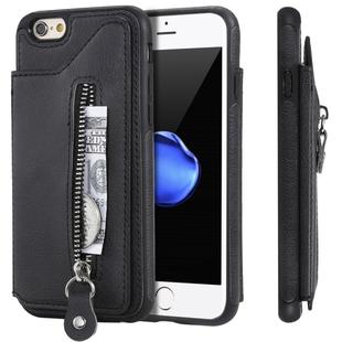 For iPhone 6 Solid Color Double Buckle Zipper Shockproof Protective Case(Black)