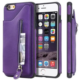 For iPhone 6 Plus Solid Color Double Buckle Zipper Shockproof Protective Case(Purple)