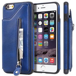 For iPhone 6 Plus Solid Color Double Buckle Zipper Shockproof Protective Case(Blue)