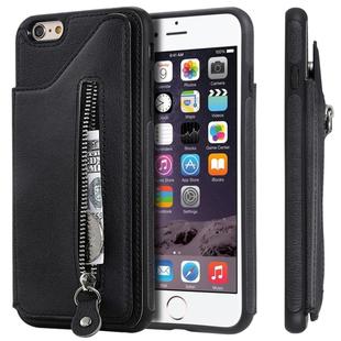 For iPhone 6 Plus Solid Color Double Buckle Zipper Shockproof Protective Case(Black)