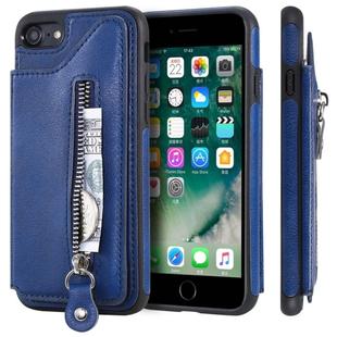 For iPhone SE 2022 / SE 2020 / 8 / 7 Solid Color Double Buckle Zipper Shockproof Protective Case(Blue)