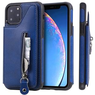 For iPhone 11 Pro Solid Color Double Buckle Zipper Shockproof Protective Case(Blue)