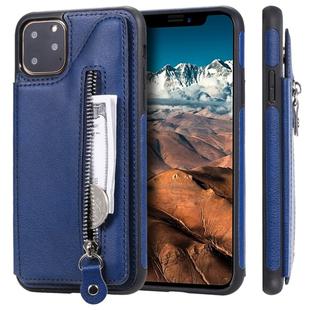 For iPhone 11 Pro Max Solid Color Double Buckle Zipper Shockproof Protective Case(Blue)