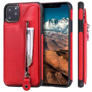 For iPhone 11 Pro Max Solid Color Double Buckle Zipper Shockproof Protective Case(Red)