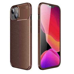 For iPhone 13 Carbon Fiber Texture Shockproof TPU Case(Brown)
