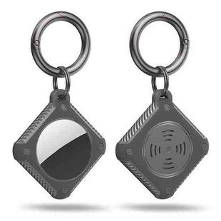 Armor Square Carbon Fiber Case with Keychain Ring for AirTag(Gray)