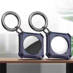 Four Square Carbon Fiber Case with Keychain Ring for AirTag(Blue)