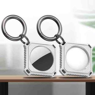 Four Square Carbon Fiber Case with Keychain Ring for AirTag(White)