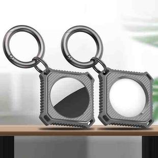 Four Square Carbon Fiber Case with Keychain Ring for AirTag(Gray)