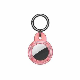 Round Shape Carbon Fiber Anti-fall Case with Keychain Ring for AirTag(Pink)