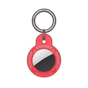 Round Shape Carbon Fiber Anti-fall Case with Keychain Ring for AirTag(Red)