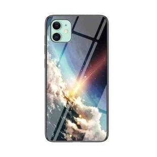 Starry Sky Painted Tempered Glass TPU Shockproof Protective Case For iPhone 11(Bright Starry Sky)
