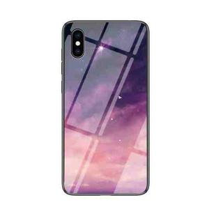 Starry Sky Painted Tempered Glass TPU Shockproof Protective Case For iPhone XS / X(Fantasy Starry Sky)