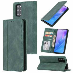 For Samsung Galaxy S21 Ultra 5G Skin Feel Pressure Line Magnetic Horizontal Flip Leather Case with Holder & Card Slot & Wallet & Photo Frame(Green)