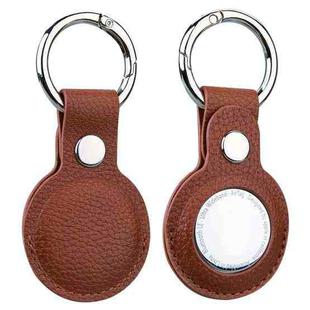 Litchi Texture Leather Protective Case with Key Ring for AirTag(Brown)