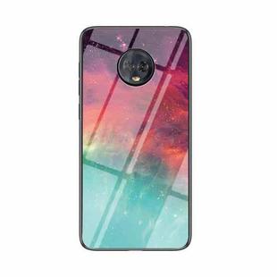 For Motorola Moto G6 Plus Starry Sky Painted Tempered Glass TPU Shockproof Protective Case(Colorful Starry Sky)