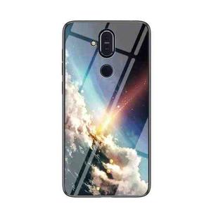 For Nokia 8.1 / 7.1 Plus / X7 Starry Sky Painted Tempered Glass TPU Shockproof Protective Case(Bright Starry Sky)
