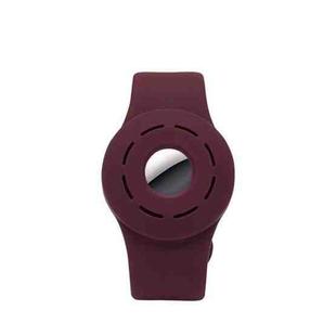 Anti-scratch Shockproof Silicone Bracelet Strap Protective Cover Case For AirTag(Wine Red)