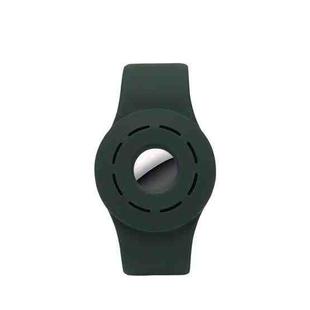 Anti-scratch Shockproof Silicone Bracelet Strap Protective Cover Case For AirTag(Deep Green)