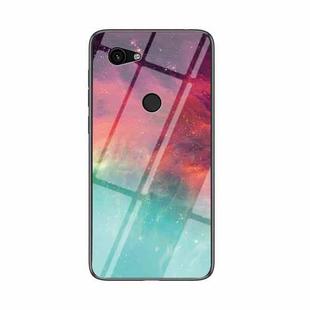 For Google Pixel 3a XL Starry Sky Painted Tempered Glass TPU Shockproof Protective Case(Color Starry Sky)