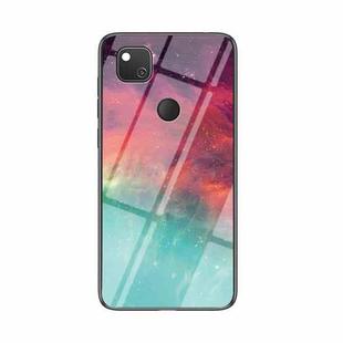 For Google Pixel 4a Starry Sky Painted Tempered Glass TPU Shockproof Protective Case(Color Starry Sky)