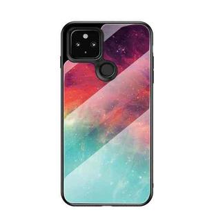 For Google Pixel 4a 5G Starry Sky Painted Tempered Glass TPU Shockproof Protective Case(Color Starry Sky)