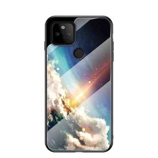 For Google Pixel 5a 5G Starry Sky Painted Tempered Glass TPU Shockproof Protective Case(Bright Stars)