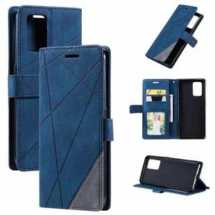 For OPPO A74 4G / F19 Skin Feel Splicing Horizontal Flip Leather Case with Holder & Card Slots & Wallet & Photo Frame(Blue)