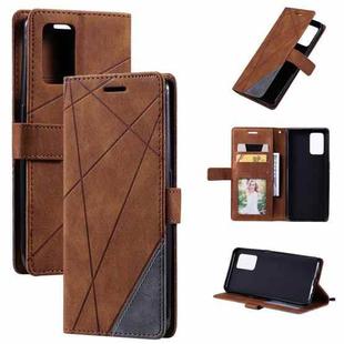 For OPPO A74 4G / F19 Skin Feel Splicing Horizontal Flip Leather Case with Holder & Card Slots & Wallet & Photo Frame(Brown)