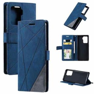For OPPO A94 4G / F19 Pro Skin Feel Splicing Horizontal Flip Leather Case with Holder & Card Slots & Wallet & Photo Frame(Blue)