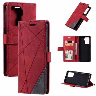 For OPPO A94 4G / F19 Pro Skin Feel Splicing Horizontal Flip Leather Case with Holder & Card Slots & Wallet & Photo Frame(Red)