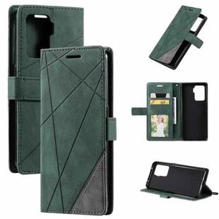 For OPPO A94 4G / F19 Pro Skin Feel Splicing Horizontal Flip Leather Case with Holder & Card Slots & Wallet & Photo Frame(Green)