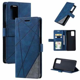 For OPPO Realme V13 5G Skin Feel Splicing Horizontal Flip Leather Case with Holder & Card Slots & Wallet & Photo Frame(Blue)