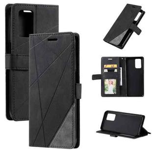 For OPPO Realme V13 5G Skin Feel Splicing Horizontal Flip Leather Case with Holder & Card Slots & Wallet & Photo Frame(Black)