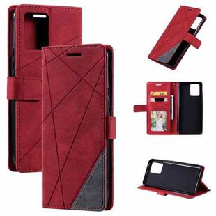 For OPPO Realme 8 4G Skin Feel Splicing Horizontal Flip Leather Case with Holder & Card Slots & Wallet & Photo Frame(Red)