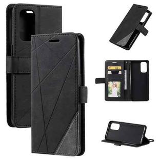 For OPPO Reno5 5G Skin Feel Splicing Horizontal Flip Leather Case with Holder & Card Slots & Wallet & Photo Frame(Black)
