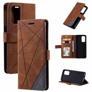 For OPPO Reno5 5G Skin Feel Splicing Horizontal Flip Leather Case with Holder & Card Slots & Wallet & Photo Frame(Brown)