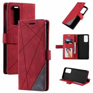 For OPPO Reno5 Pro 5G Skin Feel Splicing Horizontal Flip Leather Case with Holder & Card Slots & Wallet & Photo Frame(Red)
