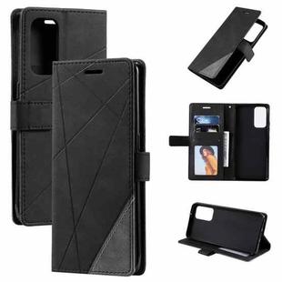 For OPPO Reno5 Pro 5G Skin Feel Splicing Horizontal Flip Leather Case with Holder & Card Slots & Wallet & Photo Frame(Black)