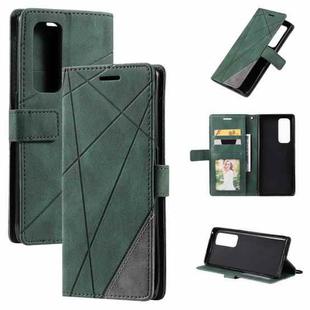 For OPPO Reno5 Pro+ 5G Skin Feel Splicing Horizontal Flip Leather Case with Holder & Card Slots & Wallet & Photo Frame(Green)