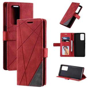 For OPPO Reno6 Pro+ 5G Skin Feel Splicing Horizontal Flip Leather Case with Holder & Card Slots & Wallet & Photo Frame(Red)