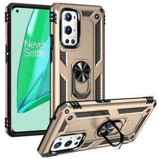 For OnePlus 9 Pro Shockproof TPU + PC Protective Case with 360 Degree Rotating Holder(Gold)