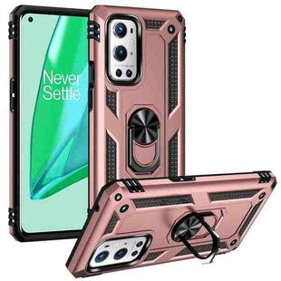 For OnePlus 9 Pro Shockproof TPU + PC Protective Case with 360 Degree Rotating Holder(Rose Gold)