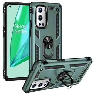 For OnePlus 9 Pro Shockproof TPU + PC Protective Case with 360 Degree Rotating Holder(Dark Green)