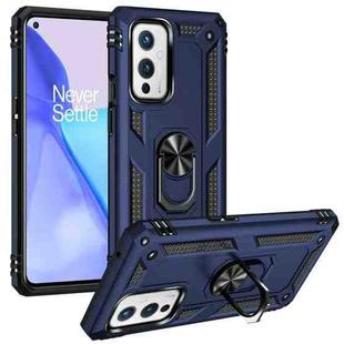 For OnePlus 9 Shockproof TPU + PC Protective Case with 360 Degree Rotating Holder(Blue)