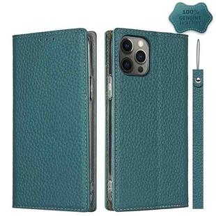 For iPhone 12 / 12 Pro Litchi Genuine Leather Phone Case(Sky Blue)