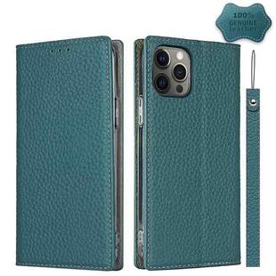 For iPhone 12 Pro Max Litchi Genuine Leather Phone Case(Sky Blue)